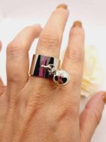 Bague "Anaïs" - Originalité en Acier avec Boule Argentée