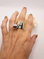 Bague "Anaïs" - Originalité en Acier avec Boule Argentée – Image 2