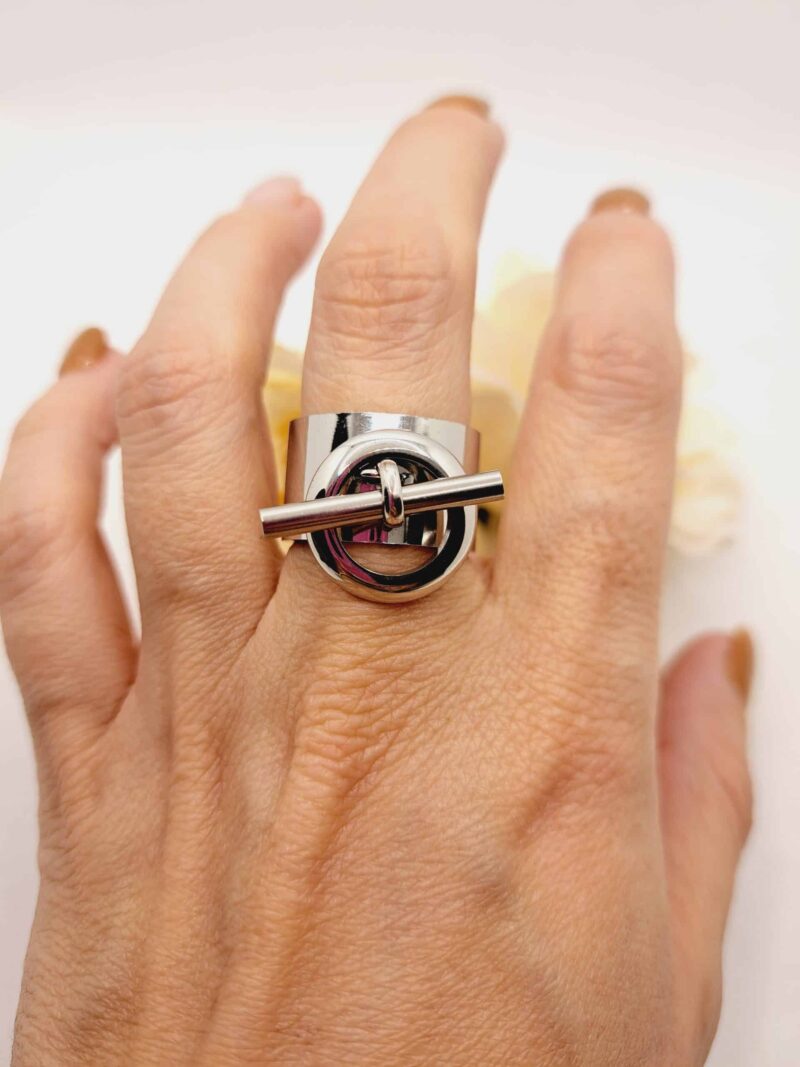 Bague Grandeur en Acier Inoxydable Argenté – Image 2