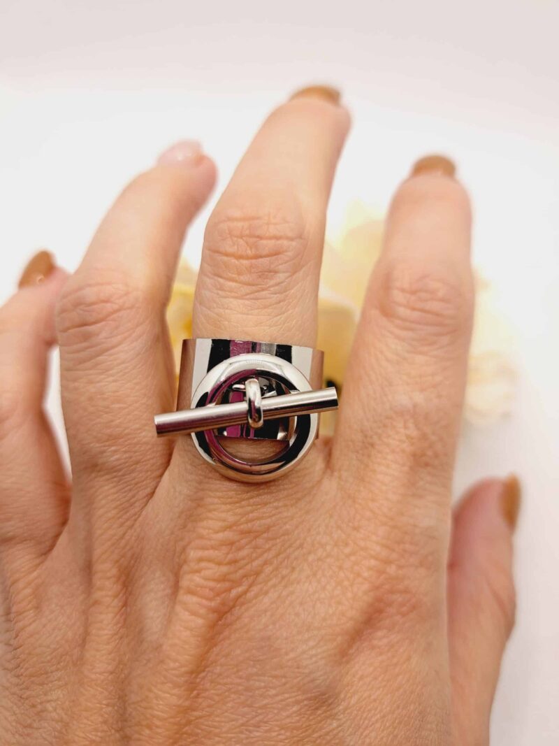 Bague Grandeur en Acier Inoxydable Argenté – Image 3