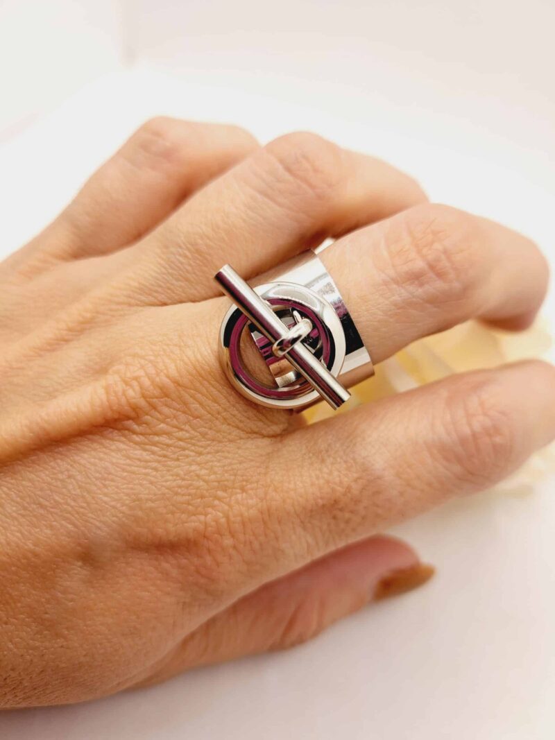 Bague Grandeur en Acier Inoxydable Argenté – Image 5