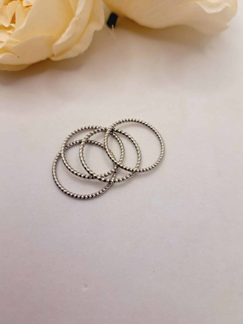 Ensemble "Amel" : 4 Bagues Séparables en Acier Inoxydable Argenté – Image 4