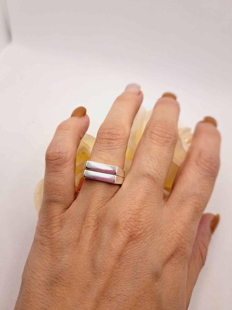 Lot de Deux Bagues "Carole" en Argent Plaqué 925 - Taille Réglable et Dissociables – Image 4