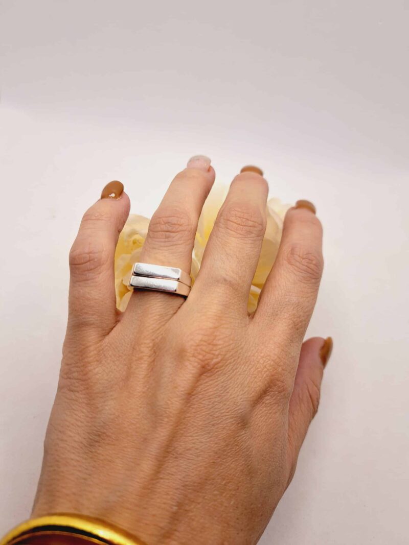 Lot de Deux Bagues "Carole" en Argent Plaqué 925 - Taille Réglable et Dissociables – Image 3