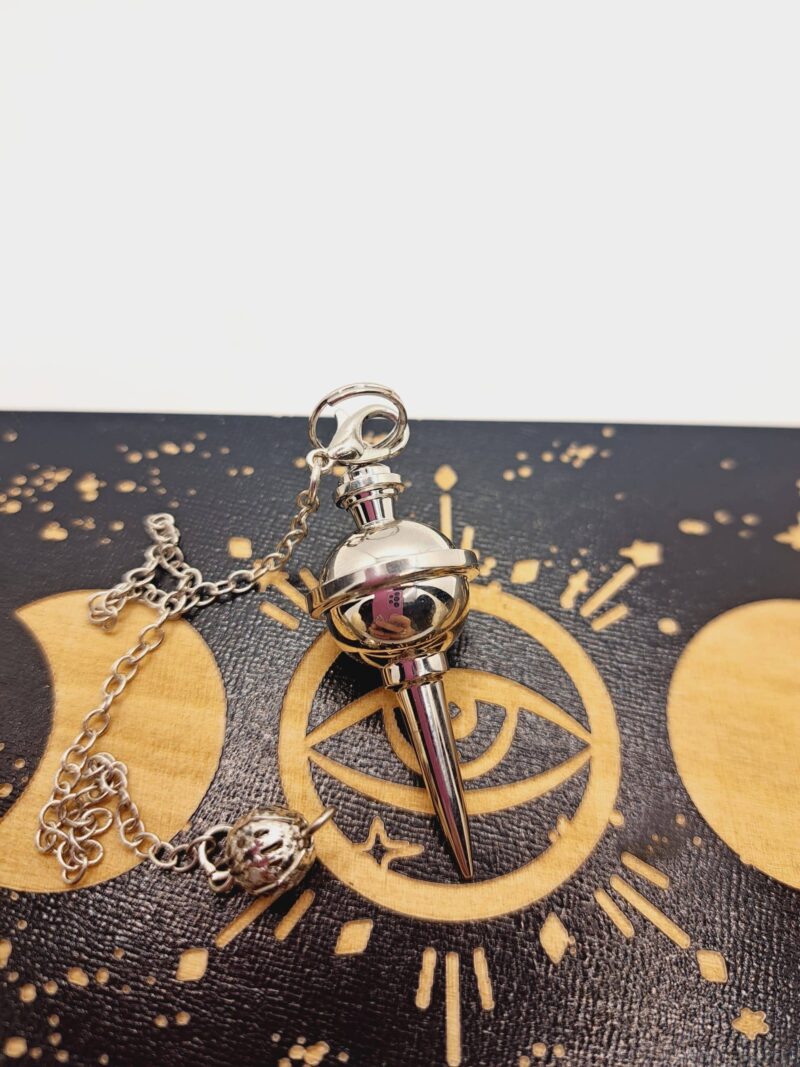 Pendule Radiesthésie couleur argent, chaîne en acier inoxydable argenté – Image 3