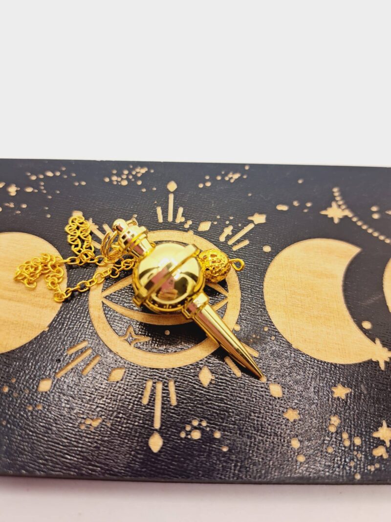 Pendule Radiesthésie original avec chaîne en acier inoxydable doré – Image 3