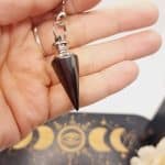 Pendule Obsidienne noir avec chaîne en acier inoxydable argenté