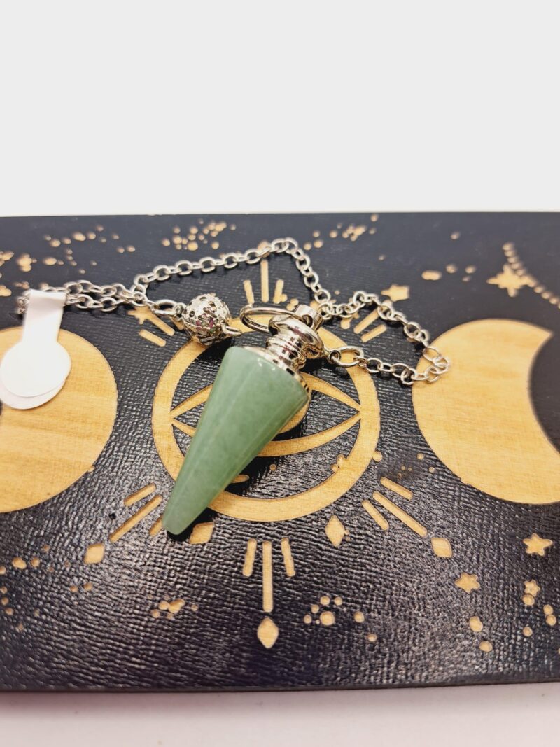 Pendule Aventurine en pierre naturelle, chaîne acier inoxydable argenté – Image 3