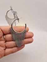 Créole vitali : Éclat argenté, 3cm de diamètre, 7cm de hauteur, une allure unique – Image 2