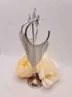 Créole vitali : Éclat argenté, 3cm de diamètre, 7cm de hauteur, une allure unique – Image 3