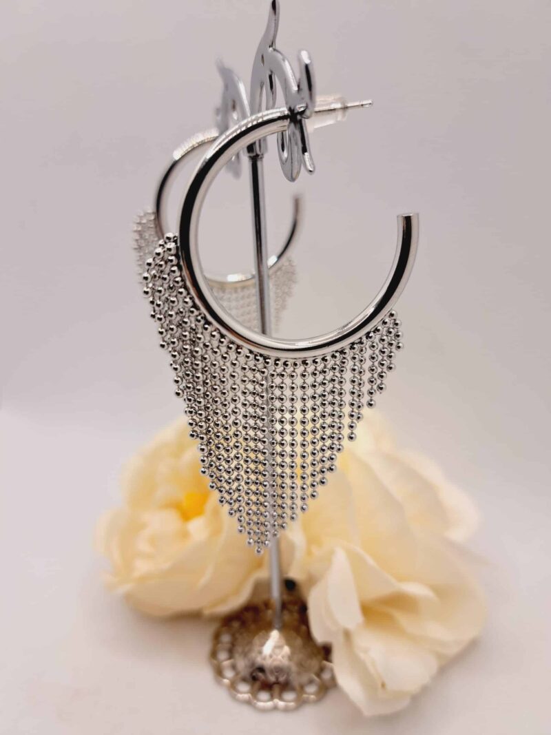 Créole vitali : Éclat argenté, 3cm de diamètre, 7cm de hauteur, une allure unique – Image 6