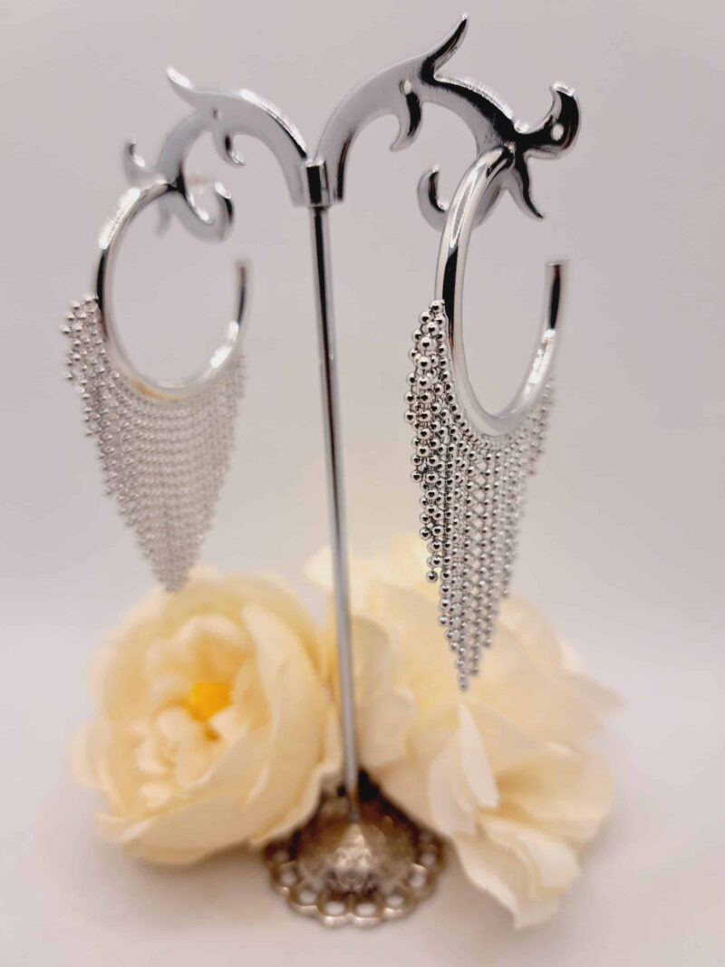 Créole vitali : Éclat argenté, 3cm de diamètre, 7cm de hauteur, une allure unique – Image 8