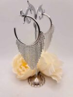 Créole vitali : Éclat argenté, 3cm de diamètre, 7cm de hauteur, une allure unique – Image 9